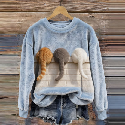 Cute Lazy Cats Cozy Plush Sweatshirt
