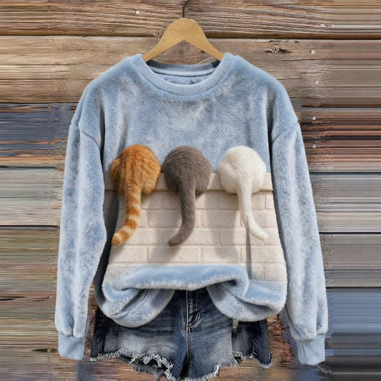 Cute Lazy Cats Cozy Plush Sweatshirt