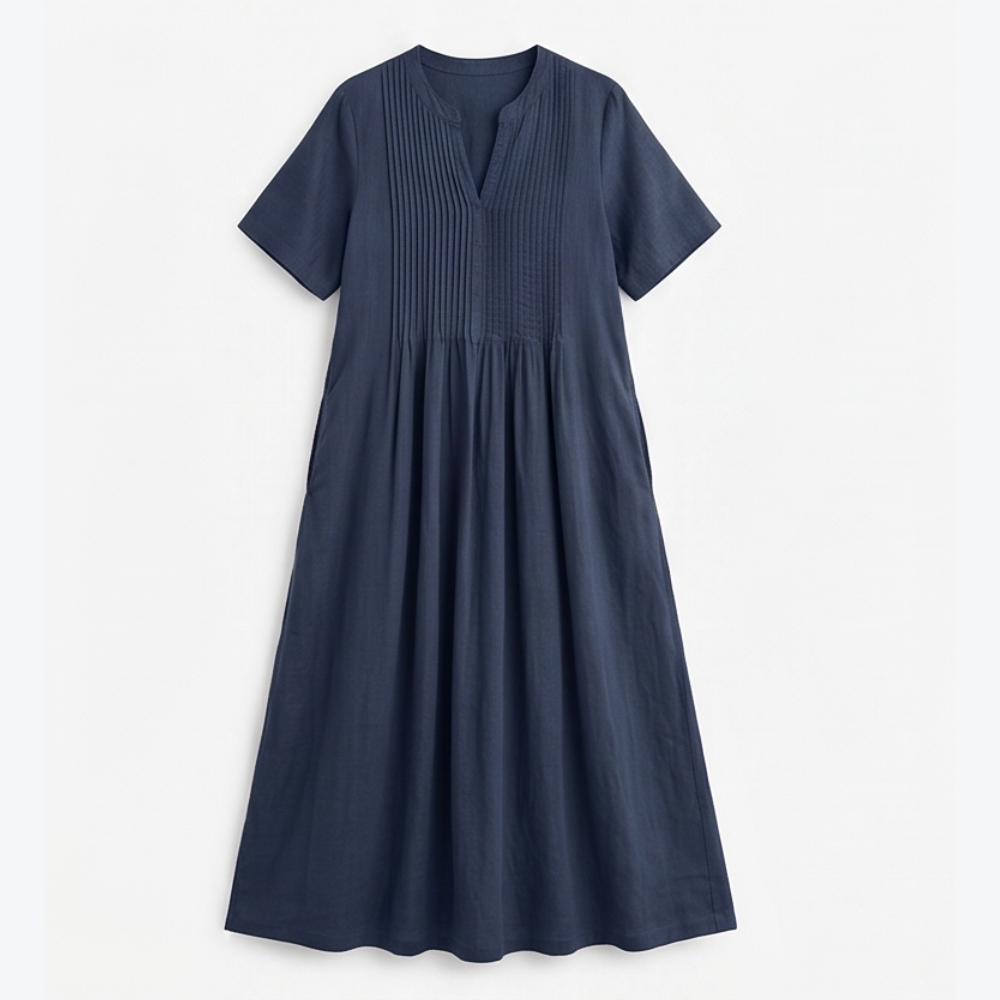 Pin-Tuck Maxi Dress with Pockets