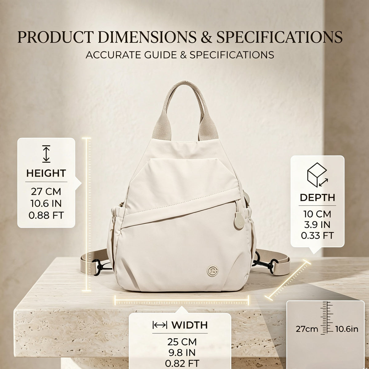 Women's Urban Minimalist 3-in-1 Nylon Backpack