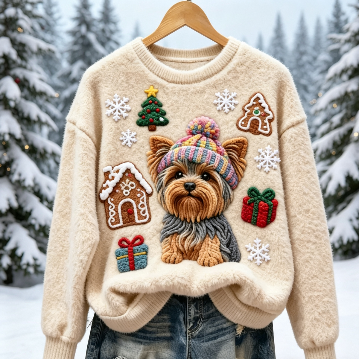 Funny Christmas Cute Dog Cozy Plush Sweatshirt