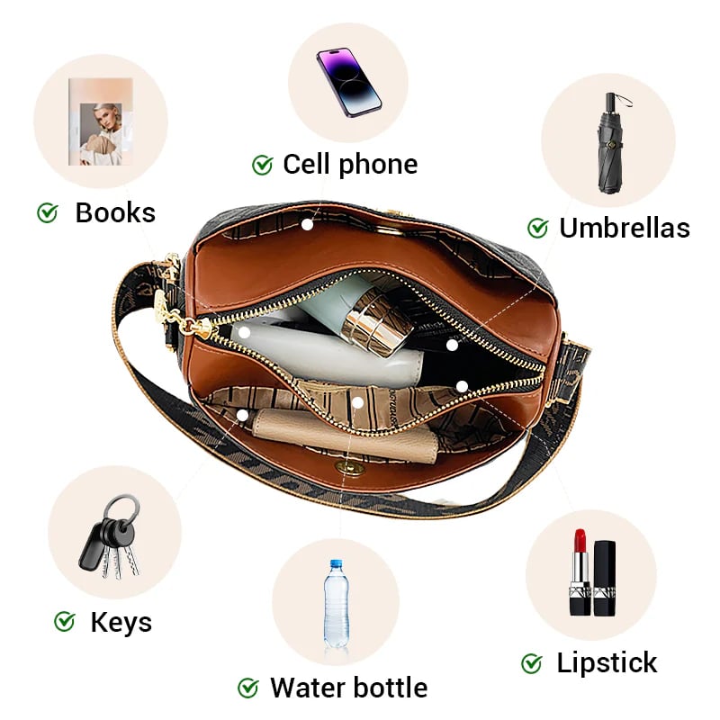 Fashion Diamond Pattern Large Capacity 3-Layer Crossbody Bag💕