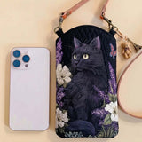Cute Cat Quilted Slim Phone Crossbody Bag