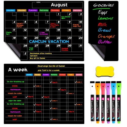 Magnetic Calendar Board with Erasable Markers