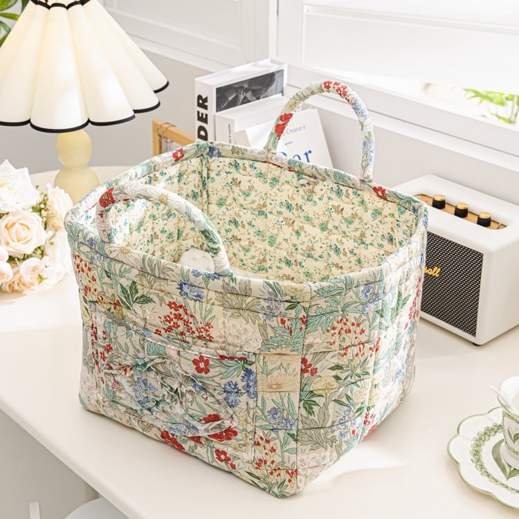 Large Capacity Floral Interior Storage Basket