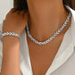 2PCS Glass Leaf Necklace Set Elegant Rhinestone Chain Necklace Bracelet For Women Fashion Luxury Jewelry Set - 3