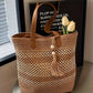 Straw Beach Woven Tote Bag