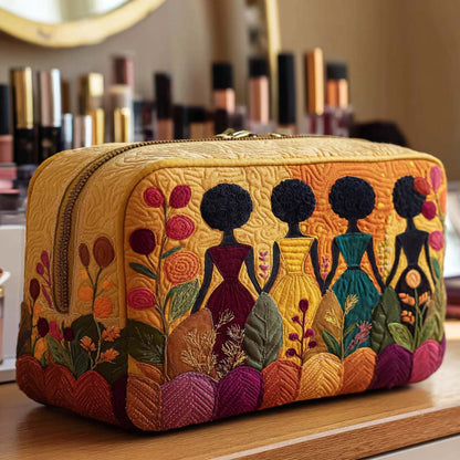 Golden Grace Quilted Makeup Bag