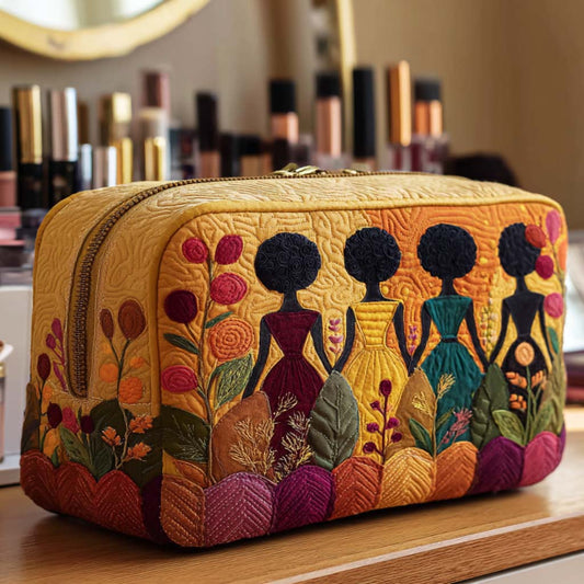 Golden Grace Quilted Makeup Bag