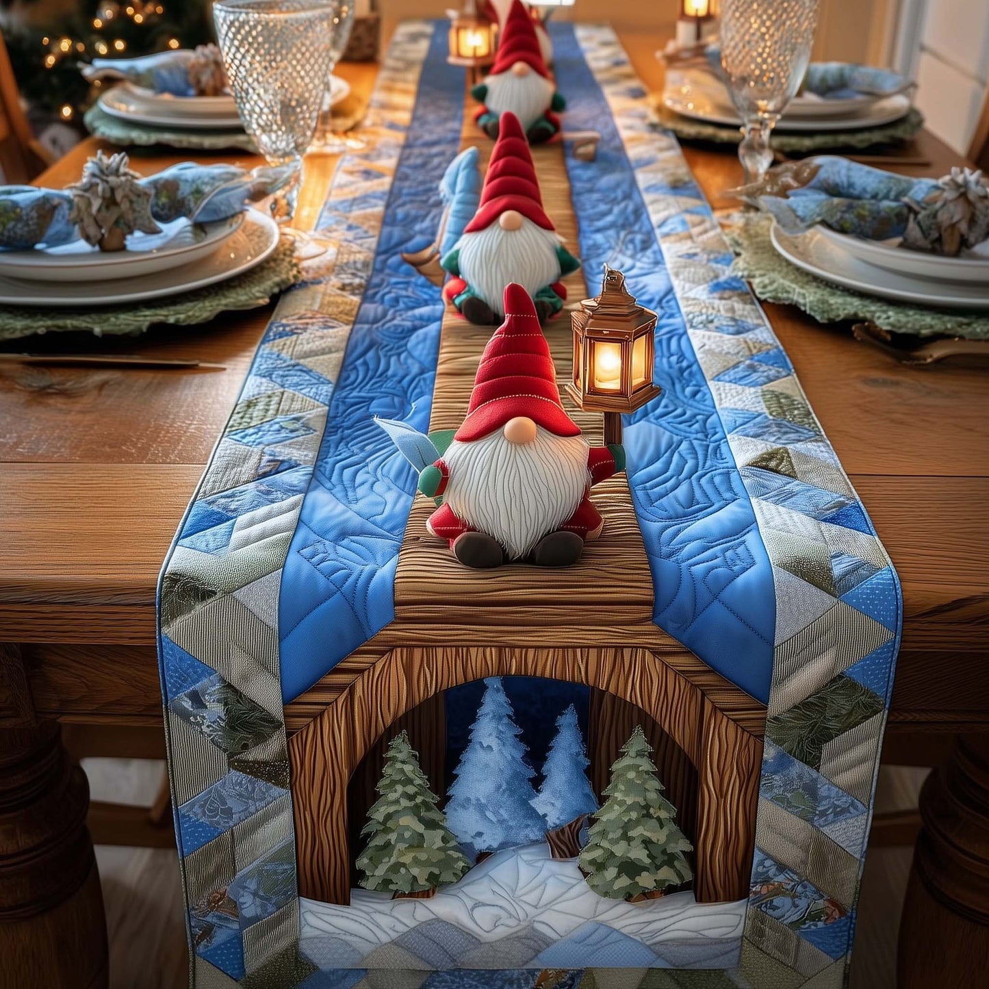 Cozy Gnome Quilted Table Runner
