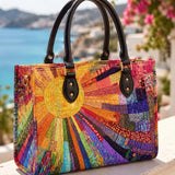 Hippie Sun Quilted Leather Strap Bible Handbag