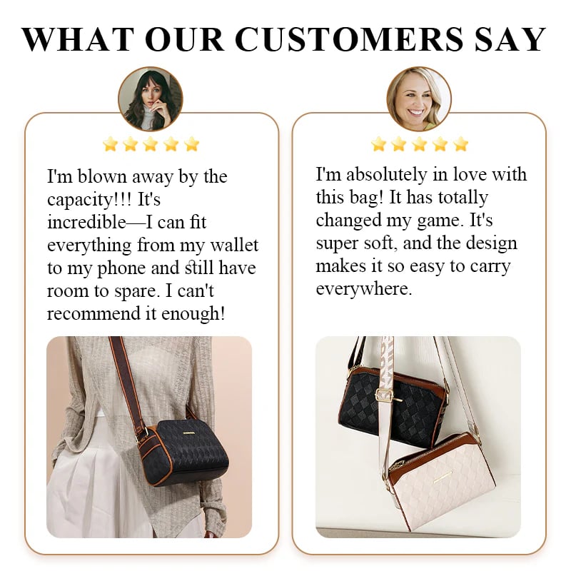 Fashion Diamond Pattern Large Capacity 3-Layer Crossbody Bag💕