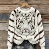 Classy White Tiger Cozy Plush Sweatshirt