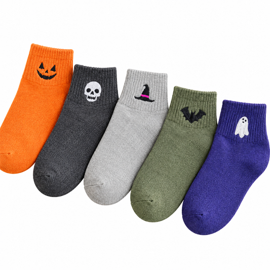 Halloween Embroidered Crew Socks 5 Pairs