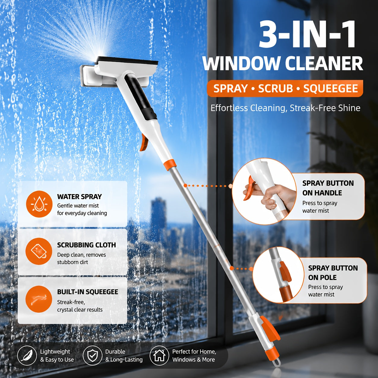 3-in-1 Spray Wash Glass Cleaning Kit