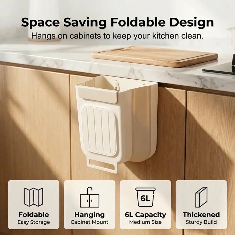 Space Saving Collapsible Foldable Kitchen Trash Can