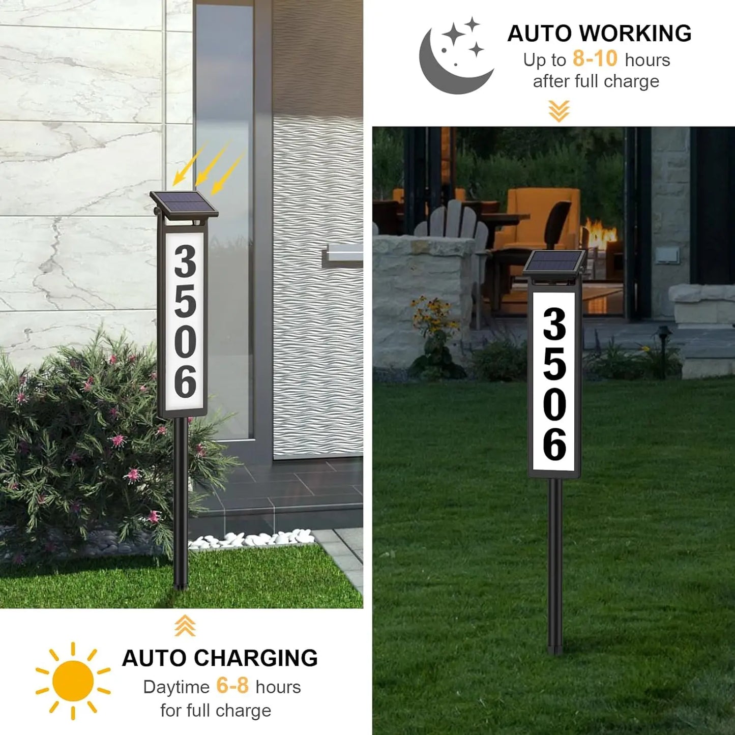 Solar Number for Outside Waterproof Home Address Sign