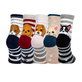 Cute Dog Animal Face Socks 5 Pairs