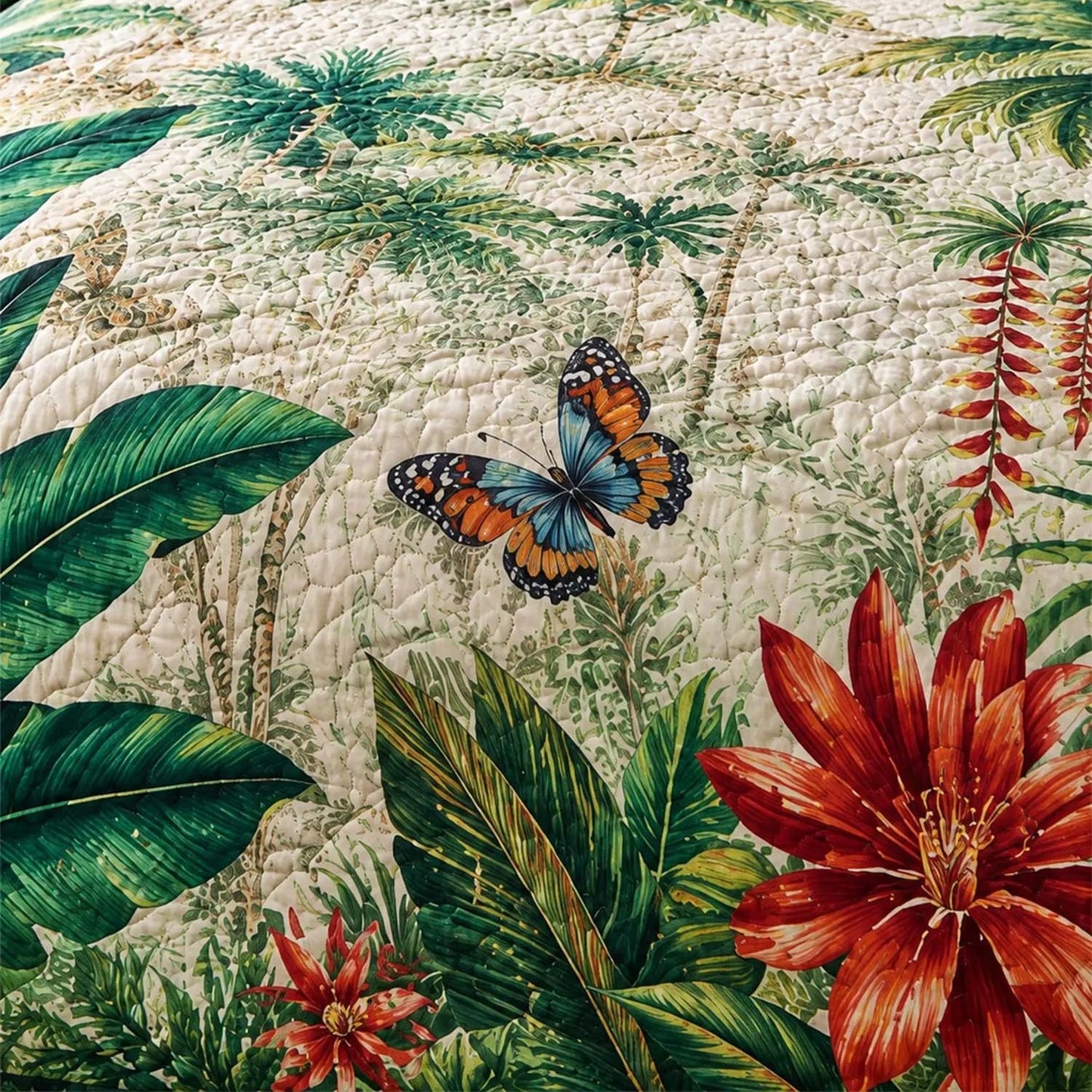 Tropical Botanical Quilted Bedding Set
