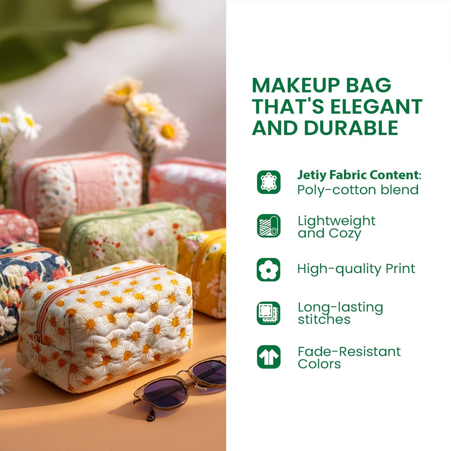 Prickly Whimsy Quilted Makeup Bag