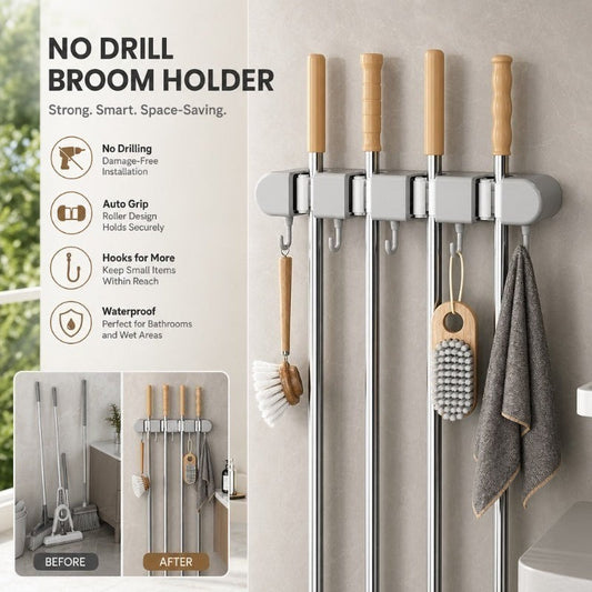 Drill Free Wall Mop Holder