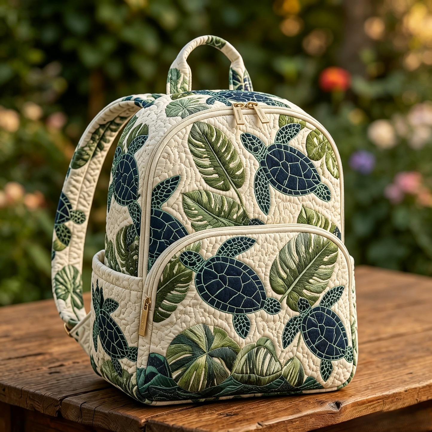 Tropical Sea Turtle Quilted Backpack