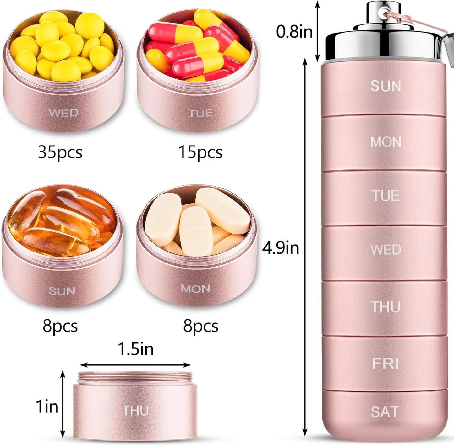 Metal Travel Large Weekly Pill Organizer