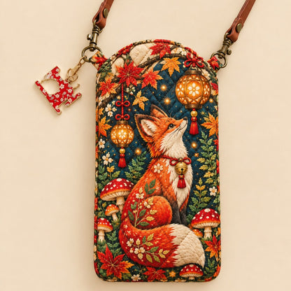 Autumn Fox Lantern Quilted Slim Phone Crossbody Bag