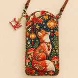 Autumn Fox Lantern Quilted Slim Phone Crossbody Bag