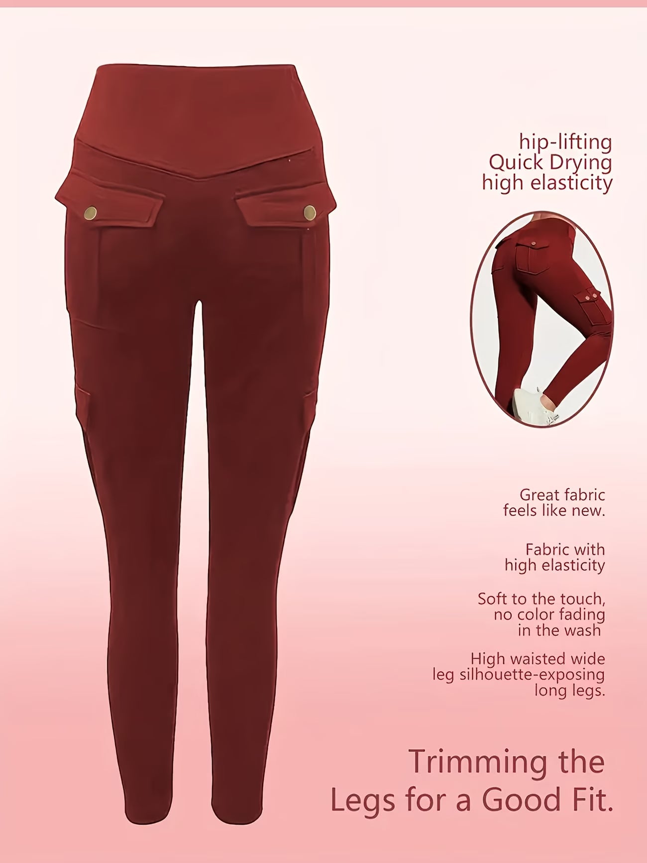 Women'S Slim Work Pants With Multi-functional Pockets