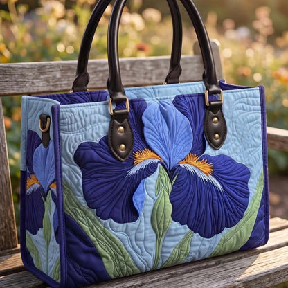 Blue Iris Quilted Leather Strap Bible Handbag