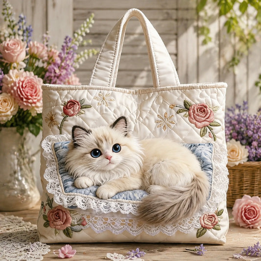 Elegant Cat Handmade Tote Bag
