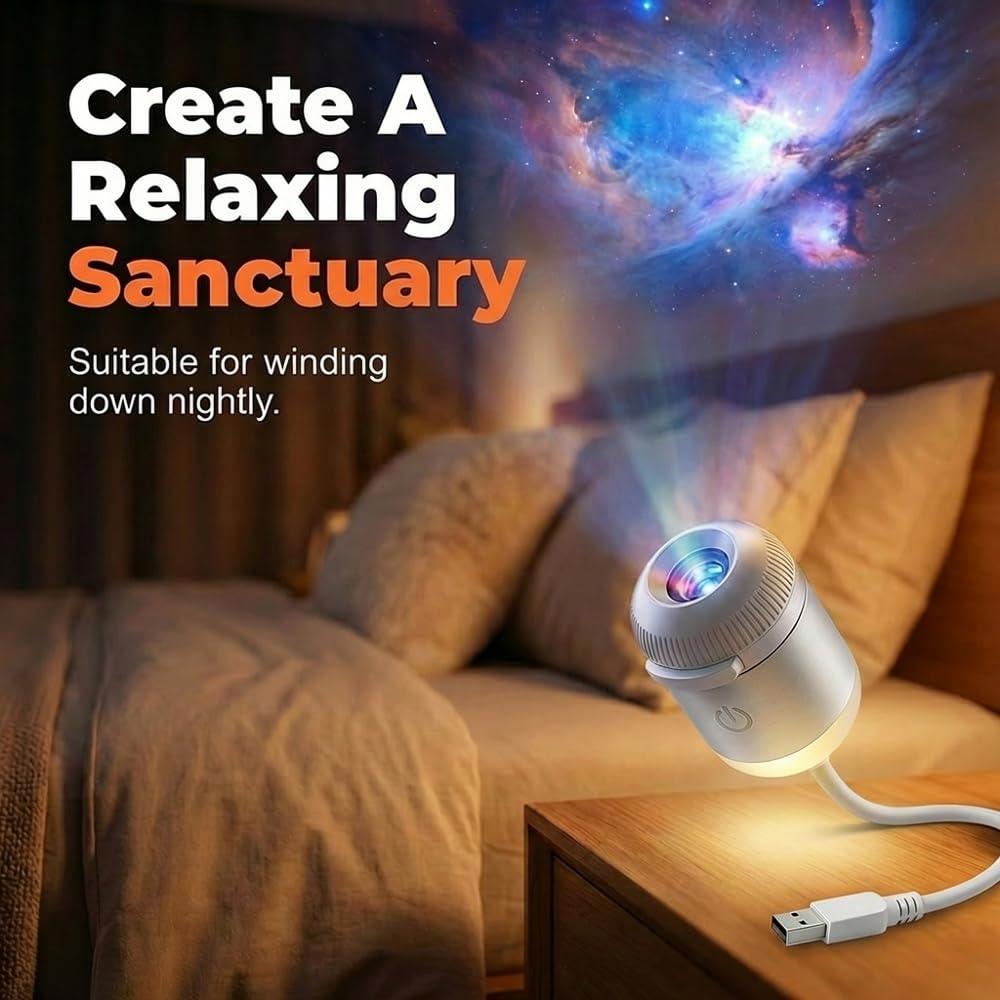 2-in-1 Galaxy Projector with Starry Sky Design and Night Light