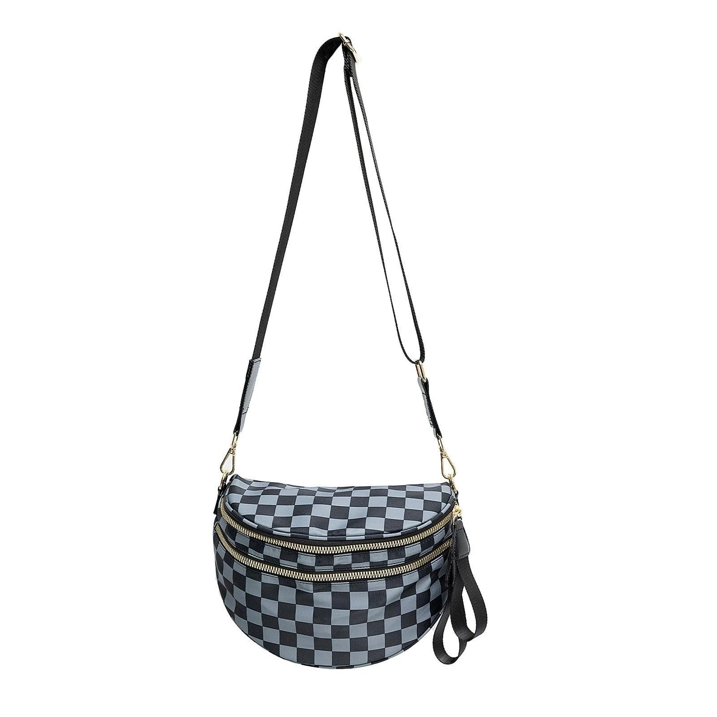 Plus Size Checkered Nylon Crossbody Bum Bag