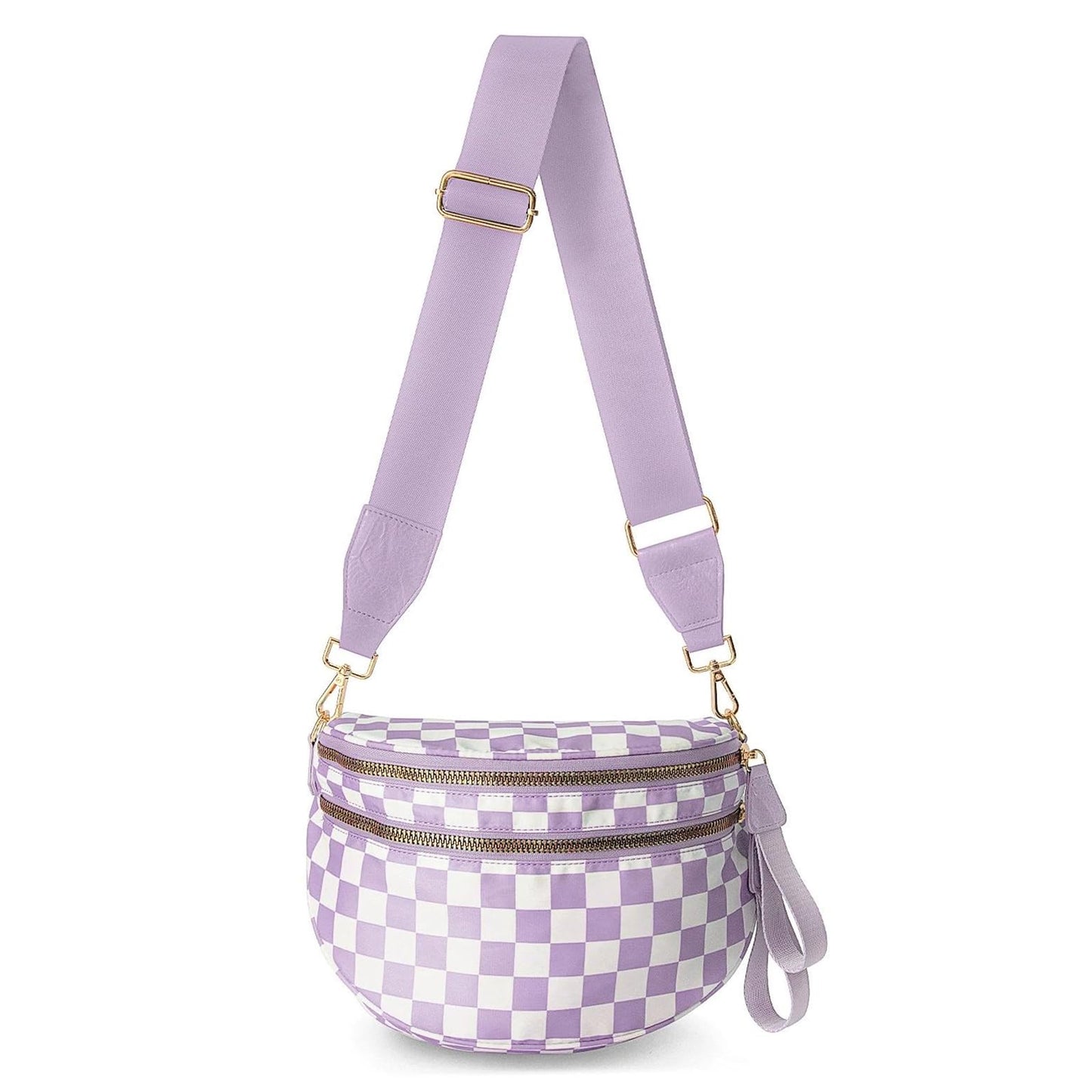 Plus Size Checkered Nylon Crossbody Bum Bag
