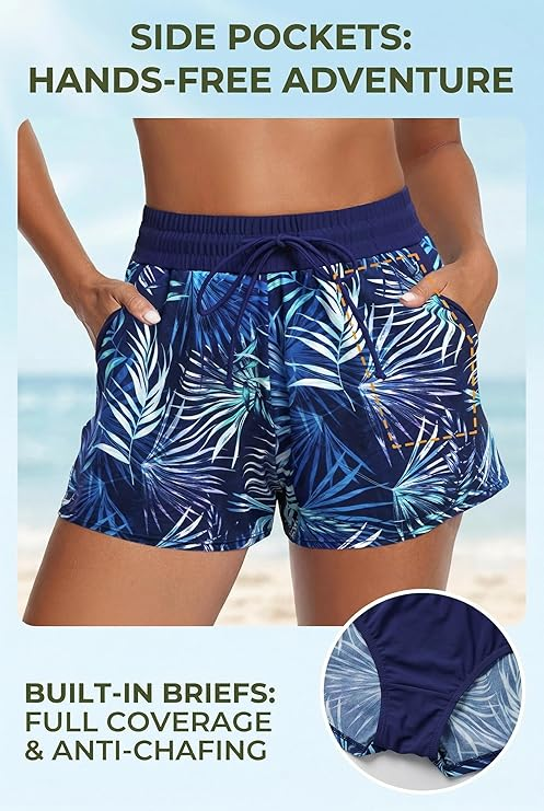 3 Piece Tankini with Shorts - Sporty Swimsuit