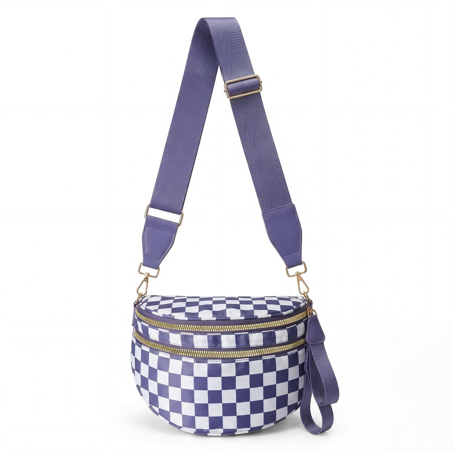 Plus Size Checkered Nylon Crossbody Bum Bag
