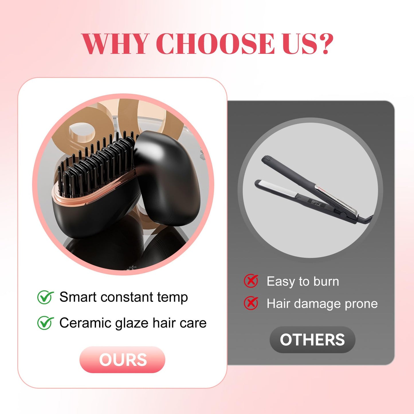 Mini Portable Steam Hair Straightener Brush