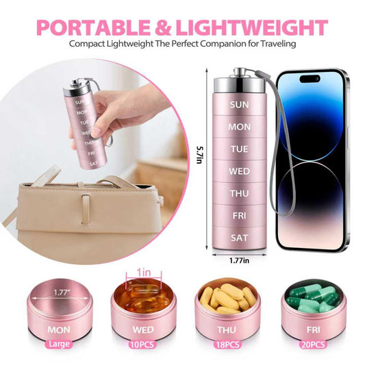 Metal Travel Large Weekly Pill Organizer