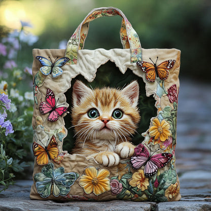 Butterfly Cat Handmade Tote Bag