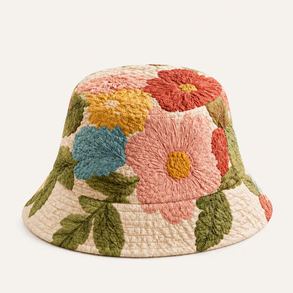 Vintage Floral Quilted Bucket Hat
