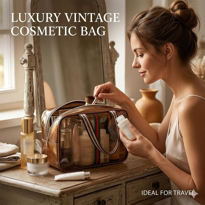 Vintage Clear Cosmetic Waterproof Transparent Toiletry Bag