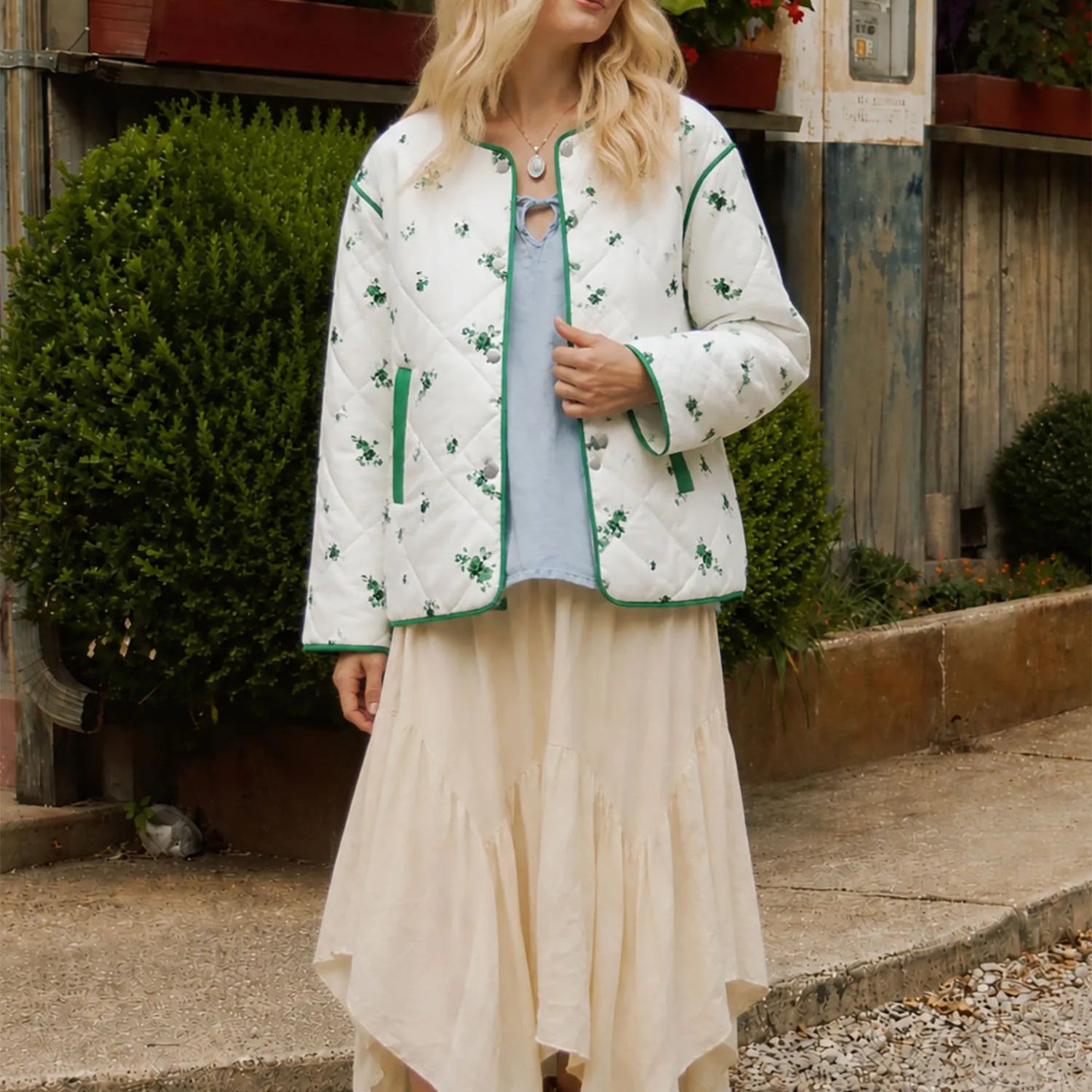 Floral Diamond Quilted Jacket