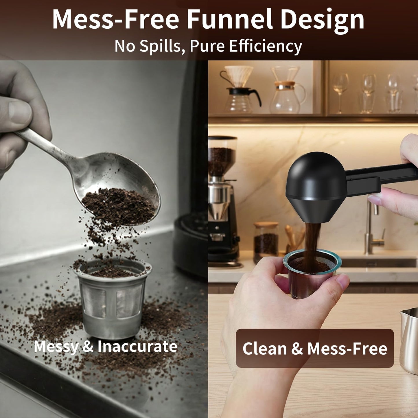 Portable 2-In-1 Funnel Coffee Measuring Scoop