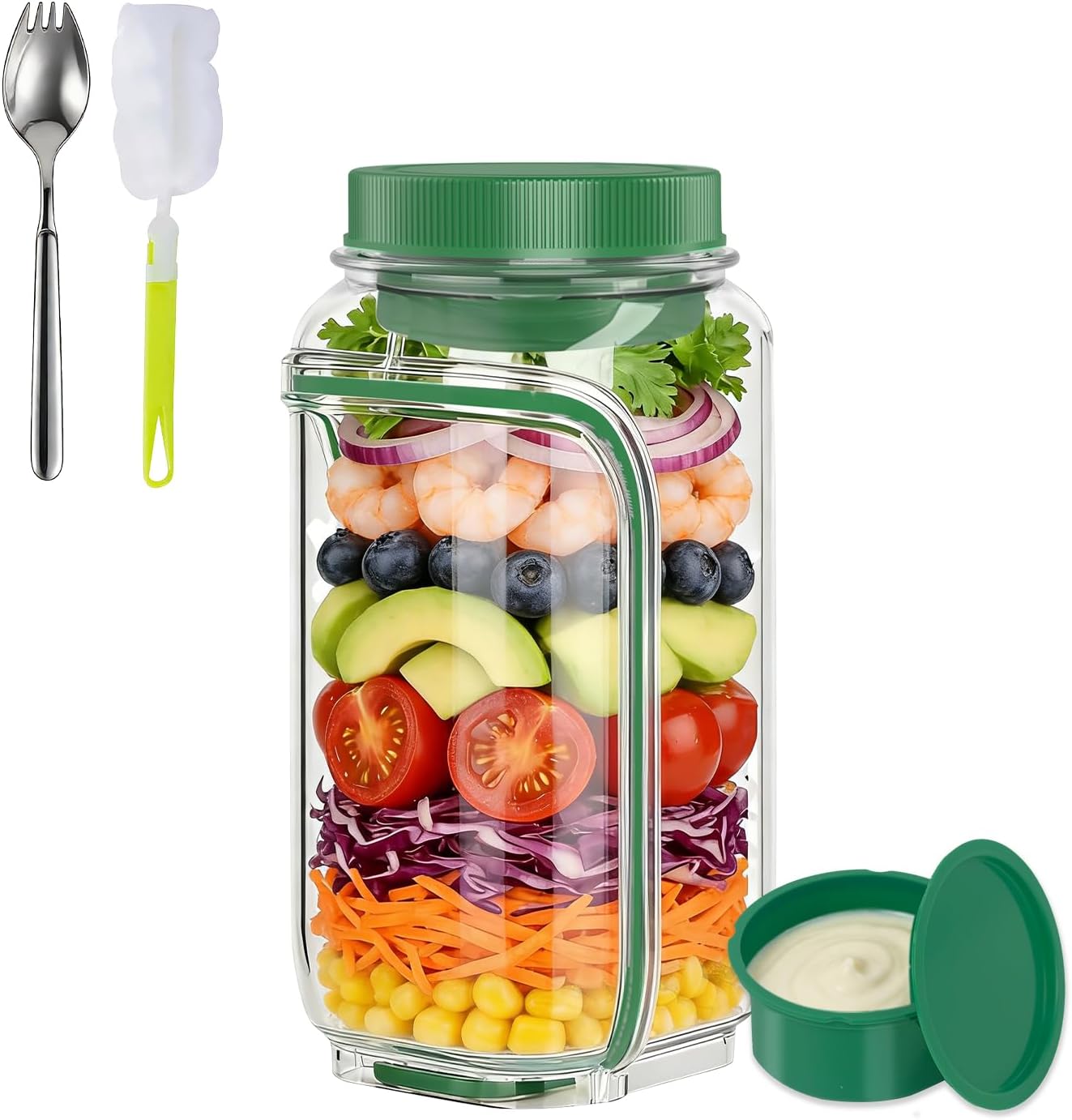 Salad Jar with Side Opening & Dressing Cup