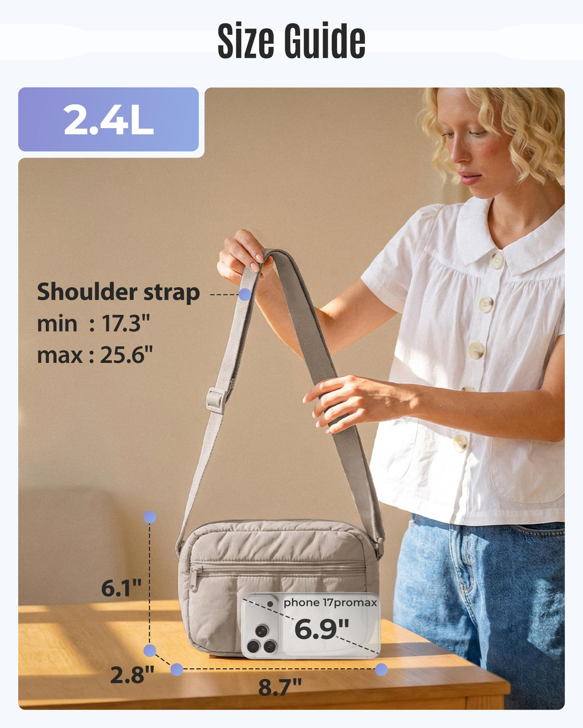 Nylon Lightweight Puffer Crossbody Bag for Women