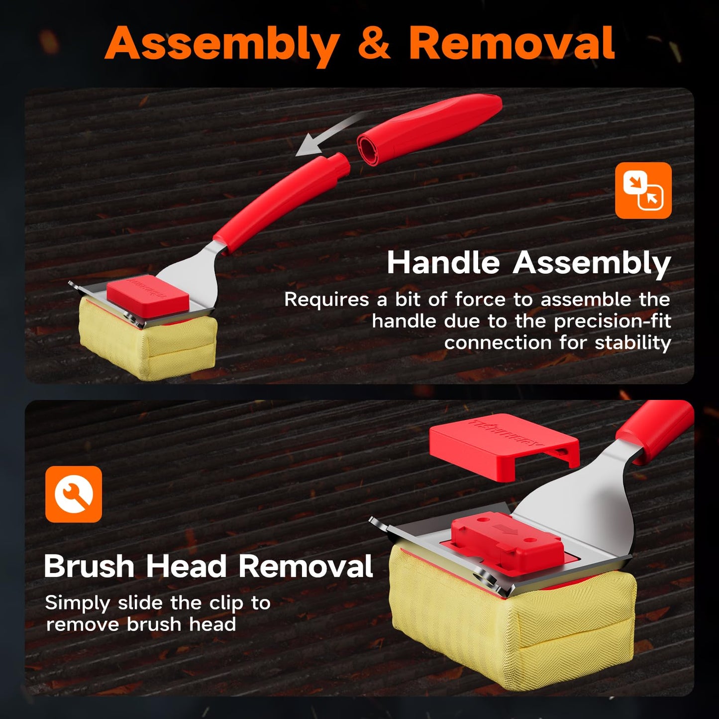Bristle Free Grill Brush Replaceable Head for Outdoor Grill Cleaning