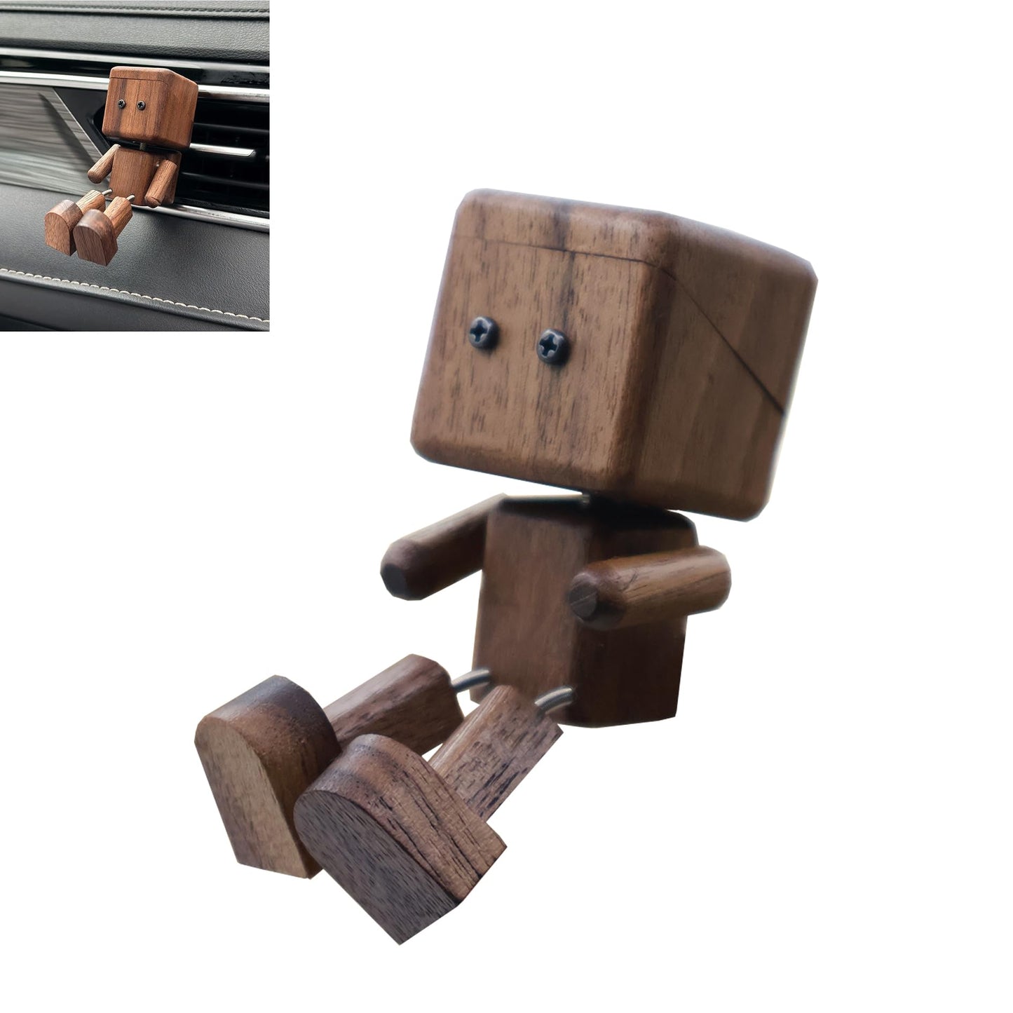 Car Air Fresheners Cute Shaking Wooden Man Figurine Diffuser (No essential oils）