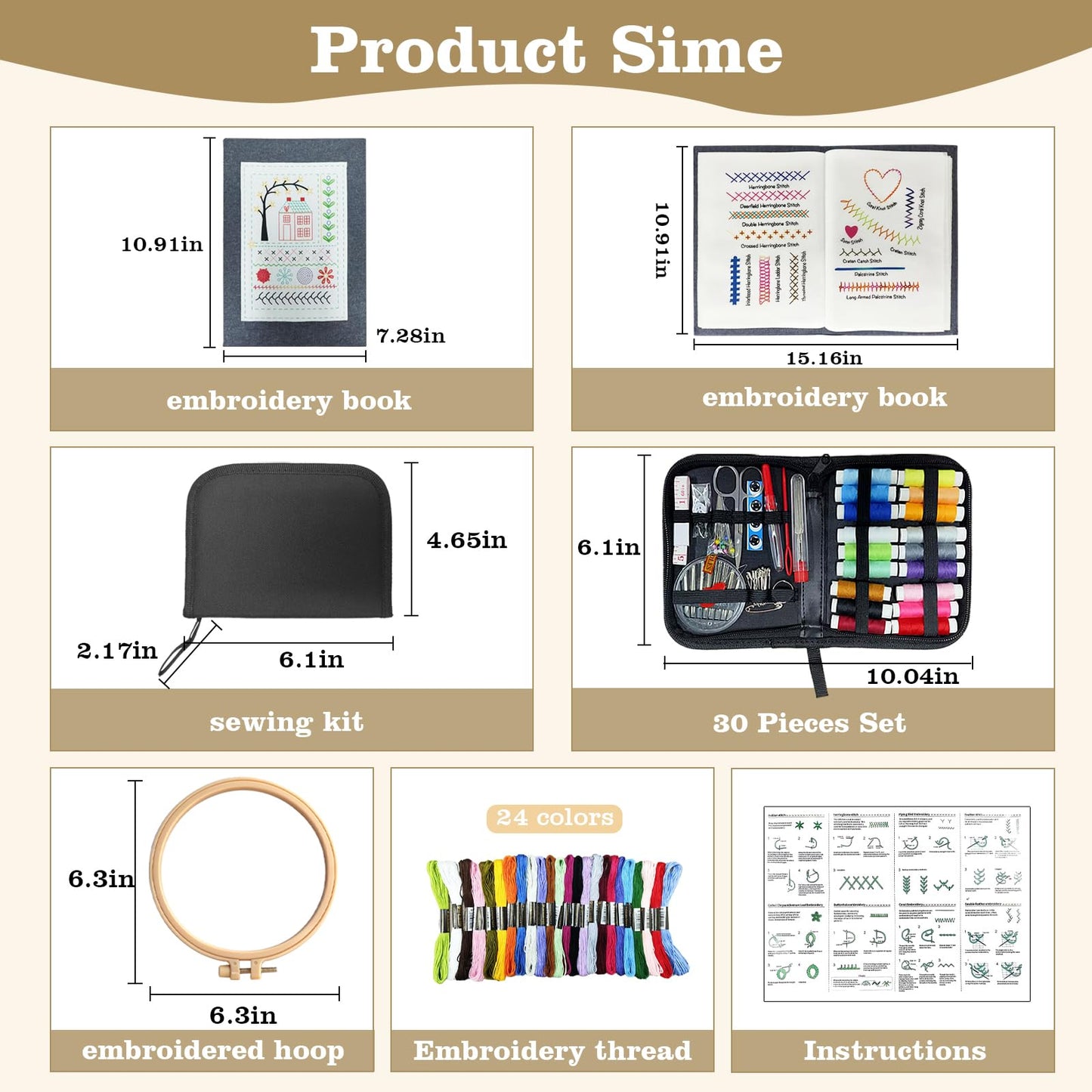 Portable Embroidery Stitch Book Kit for Adults & DIY Craft Enthusiasts