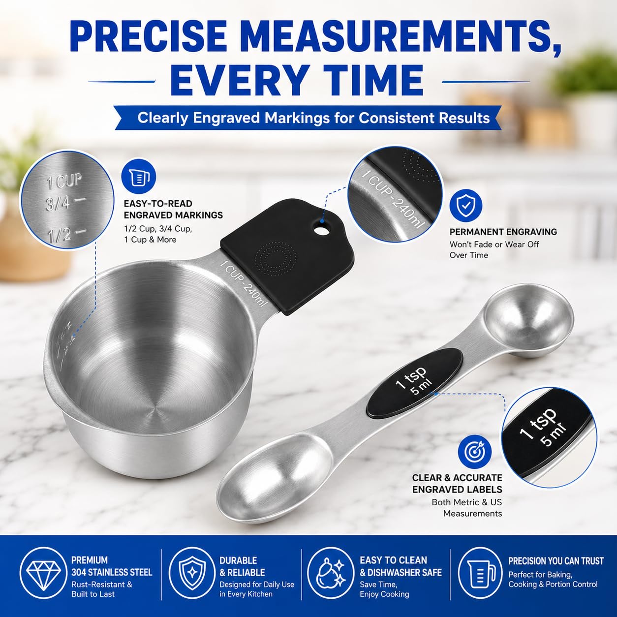Magnetic Measuring Cups & Spoons Set